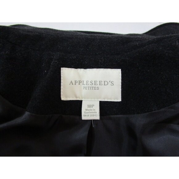 Appleseed's Coat Women Petites Sz 10P Black Wool Blend Button-down Lined Pockets - Picture 5 of 10